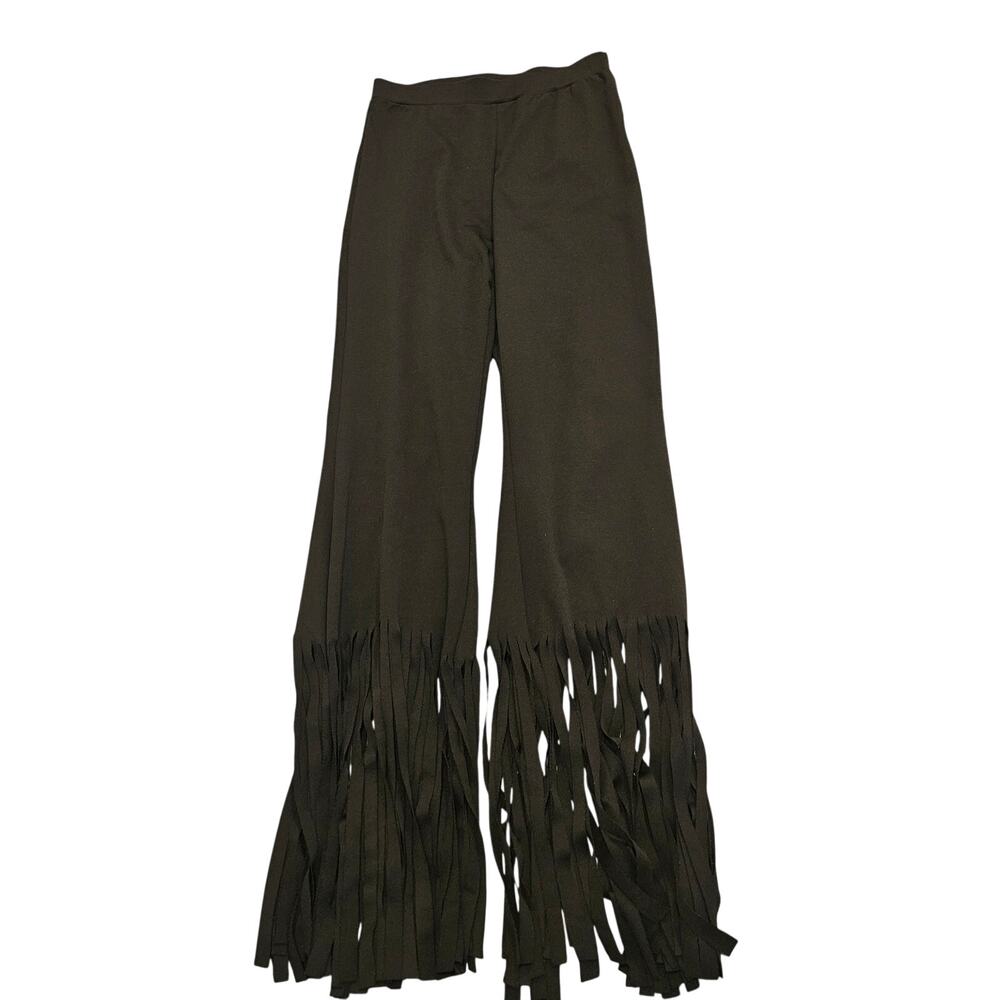 Black Fringe Hem Pants Women’s Small Boho Festival Western Statement Pants